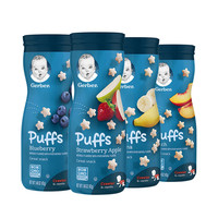 Gerber 嘉宝 星星泡芙 美版 草莓苹果味+香蕉味+黄桃味+蓝莓味 42g*4罐