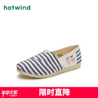 hotwind 热风 21年春季新款女士时尚条纹布鞋平底单鞋休闲鞋H30W1582