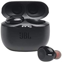 JBL 杰宝 Tune 125 TWS 入耳式耳机 - 真正的无线蓝牙耳机,具有强大的低音,长达 32 小时的电池寿命和充电盒,黑色
