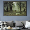 希什金《雨中的橡树林》160×103cm 背景墙装饰画挂画 油画布 大幅 典雅栗(偏金色)