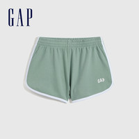 Gap女装LOGO法式圈织软卫裤698858夏季2021新款修身宽松运动短裤 绿色 S(160/70A)