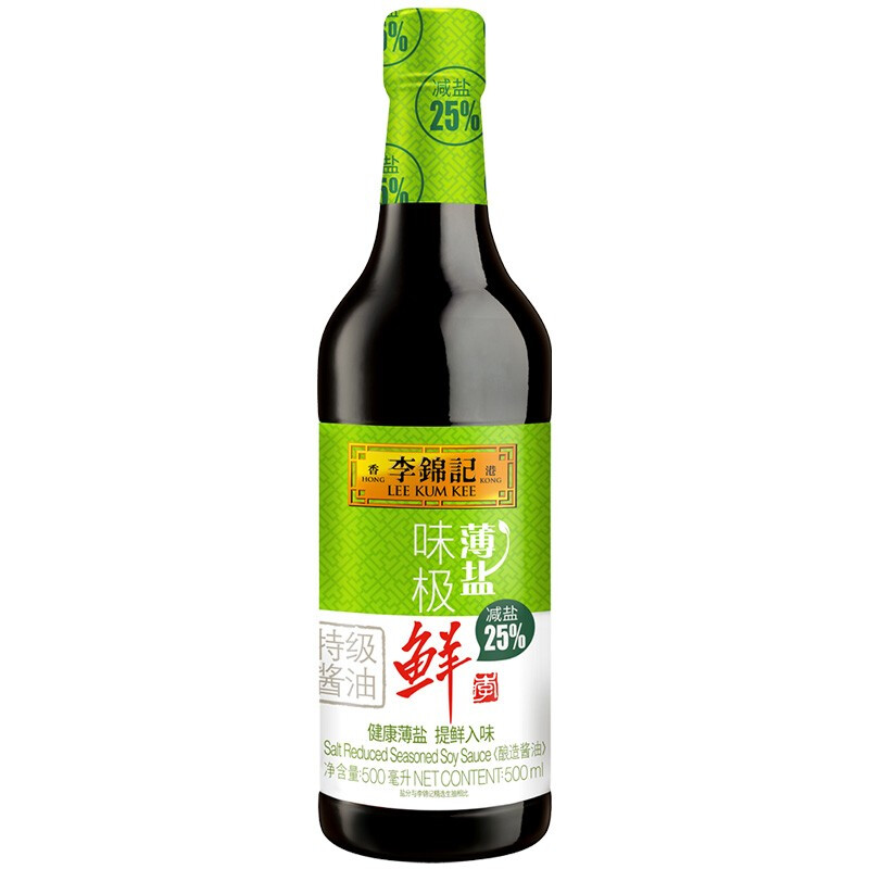 李锦记 薄盐味极鲜 特级酱油 500ml