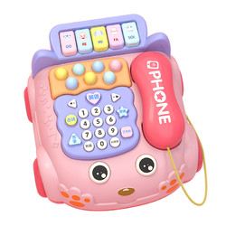 知识花园 儿童电话机玩具婴儿益智早教音乐仿真座机一岁宝宝男女孩有声会动