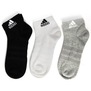 adidas 阿迪达斯 Light Ank 3pp 中性运动袜 DZ9434 中麻灰/白/黑色 M 三双装