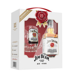 JIM BEAM 金宾 波本威士忌 嗨棒杯礼盒（1瓶金宾白占边 750ml+1个金宾嗨棒杯）