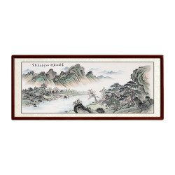 尚得堂手绘国画山水画毛远俊富春山居图16585宣纸沙比利实木框