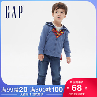 Gap男女幼童抓绒运动卫衣 春季新款童装超人披风外套 灰色 90cm(90cm(2岁)尺寸偏小 建议选大一码)