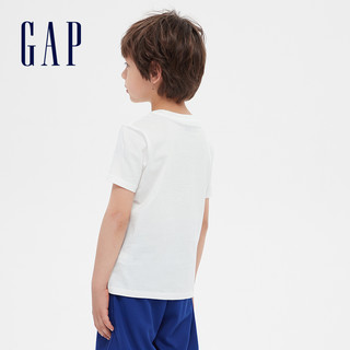 Gap男童短袖T恤499494夏季新款洋气童装纯棉上衣 白色 110cm(110cm(XS))