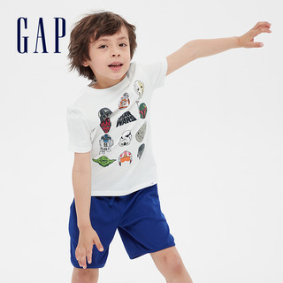 Gap男童短袖T恤499494夏季新款洋气童装纯棉上衣 白色 110cm(110cm(XS))