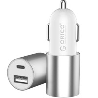 ORICO 奥睿科 UCF-2 车载充电器 Type-C USB-A 15.5W 灰色