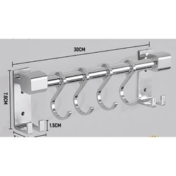 申梵 厨房挂钩架 银色30cm 4钩