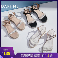 DAPHNE 达芙妮 Daphne/达芙妮2021年春夏季圆头纯色珍珠气质款时装凉鞋422103518