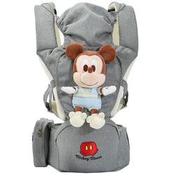 Disney 迪士尼 婴儿背带抱娃神器前抱式可横抱多功能夏季透气腰凳 灰色