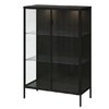 IKEA 宜家 RUDSTA 鲁德斯塔 / VAXMYRA 瓦克斯米拉 玻璃门柜带照明 煤黑色 80x37x120 厘米