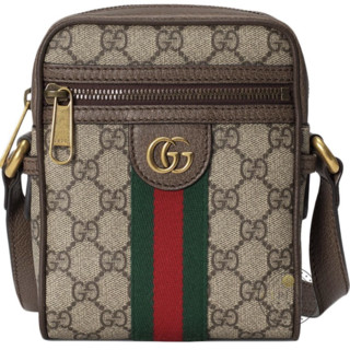 GUCCI 古驰 OPHIDIA系列 男士帆布单肩包 598127 96IWT 8745 米色/乌木色