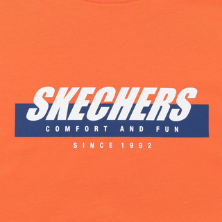 SKECHERS 斯凯奇 男子运动T恤 SMLC219M025 橘红色 S