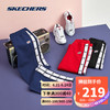 Skechers斯凯奇女裤宽松针织直筒裤字母串标休闲裤L319W160 007D中世纪蓝 M