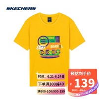 Skechers斯凯奇男士夏季BARREL联名款印花亲子装衣服短袖t恤 L320M226 00D8古金色 L