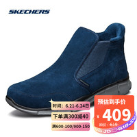 斯凯奇Skechers高帮靴 加绒休闲男鞋666038 海军蓝色NVY 41.5