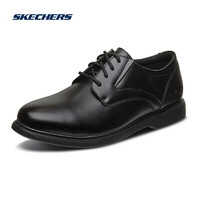 SKECHERS 斯凯奇 商务休闲鞋皮鞋男 时尚优雅德比鞋65075 黑色