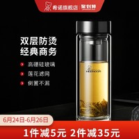 希诺双层玻璃杯男女士家用高档商务泡茶车载水杯隔热茶杯透明杯子