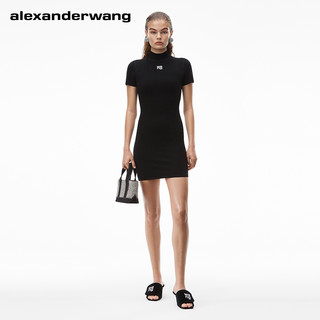 ALEXANDER WANG/亚历山大王 女士半高领徽标贴饰连衣裙黑色 XS