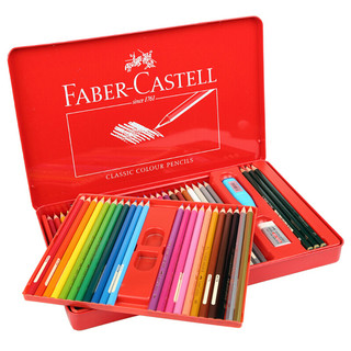 FABER-CASTELL 辉柏嘉 经典油性彩铅笔彩色铅笔48色手绘画笔涂色填色彩笔115848红铁盒装