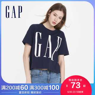 Gap女装LOGO纯棉透气短袖T恤 夏季新款休闲宽松上衣