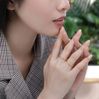 CHJ JEWELLERY 潮宏基 SRG30004682 女士三生三世光面足金戒指 15号 1.4g