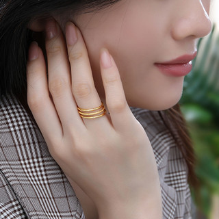 CHJ JEWELLERY 潮宏基 SRG30004682 女士三生三世光面足金戒指 15号 1.4g