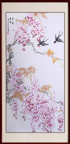 尚得堂 韩梅《紫气东来》85×165cm 花鸟画玄关走廊挂画装饰画