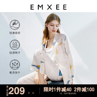 EMXEE 嫚熙 月子服夏季薄款纱罗孕妇睡衣怀孕期夏天产后喂奶哺乳家居服女