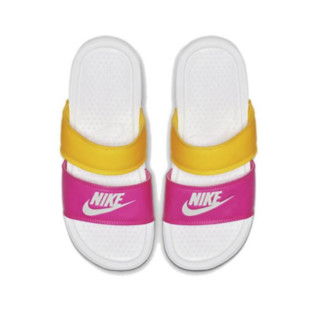 NIKE 耐克 Benassi Duo Ultra Slide 女子拖鞋 819717-102 白/玫红/黄 38