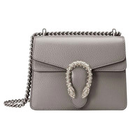 GUCCI 古驰 DIONYSUS系列 女士皮革酒神包 421970 CAOGN 1293 土灰色 迷你