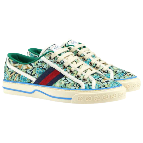 GUCCI 古驰 Tennis 1977系列 Liberty London联名 女士低帮帆布鞋 606110 2H930 4862