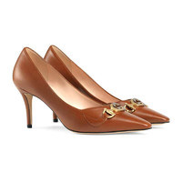 GUCCI 古驰 ZUMI系列 女士皮革高跟鞋 596860 C9D00 棕色 36.5