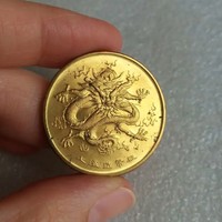 龙的传人 金灿灿1988年上海造币厂龙年本铜纪念章 30mm