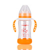 盟宝玻璃奶瓶 婴儿带手柄吸管宽口径奶瓶 防摔150ml橙色