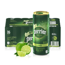 perrier 巴黎水 青柠味气泡水 天然矿泉水 250ml*35罐