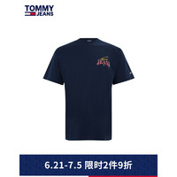 TOMMY HILFIGER 汤米·希尔费格 Tommy 21新款春夏男装青春流行纯棉字母印花经典款短袖T恤10755 深蓝色C87