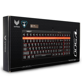 RAPOO 雷柏 V500 NEST定制版 87键 有线机械键盘 黑色 雷柏茶轴 无光