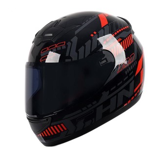 HNJ F939 摩托车头盔 黑红脉冲+黑角