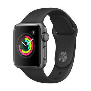 Apple 苹果 Watch Series 3 智能手表 42mm GPS+蜂窝网络款 深空灰色铝金属表壳 黑色运动型表带（心率）