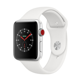 Apple 苹果 Watch Series 3 智能手表 42mm GPS+蜂窝网络 银色铝金属表壳 白色运动型表带（心率）