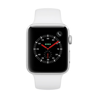 Apple 苹果 Watch Series 3 智能手表 42mm GPS+蜂窝网络 银色铝金属表壳 白色运动型表带（心率）