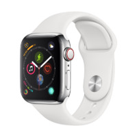 Apple 苹果 Watch Series 4 智能手表 40mm GPS+蜂窝网络 银色不锈钢表壳 白色运动型表带（GPS）