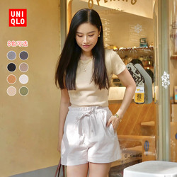 UNIQLO 优衣库 女装 棉麻松紧短裤 434915/437126