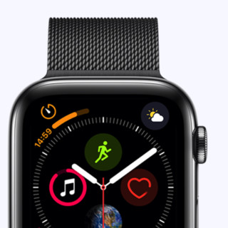 Apple 苹果 Watch Series 4 智能手表 44mm GPS+蜂窝网络 深空黑色不锈钢表壳 黑色米兰尼斯表带（黑色）