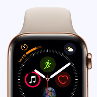 Apple 苹果 Watch Series 4 智能手表 44mm GPS+蜂窝网络 金色不锈钢表壳 岩石色运动型表带（GPS）