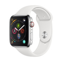 Apple 苹果 Watch Series 4 智能手表 44mm GPS+蜂窝网络 银色不锈钢表壳 白色运动型表带（GPS）